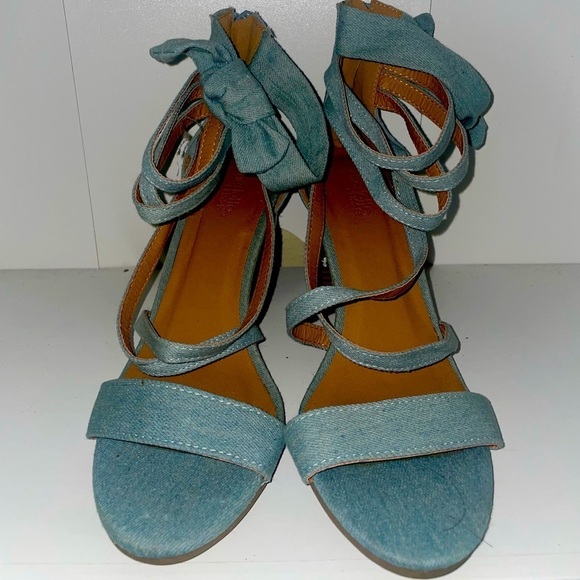 Y2k Denim heels Blue heels zip up strappy heels - Picture 2 of 7